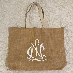 National Charity League (NCL Inc) burlap tan Canvas Tote Bag